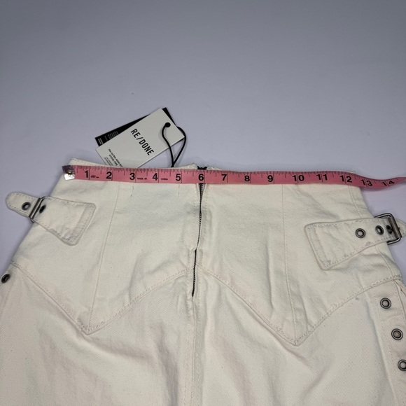 Re/Done Denim women’s Vintage white skirt sz 24 studs 90’s YTK Festival biker - Picture 10 of 11